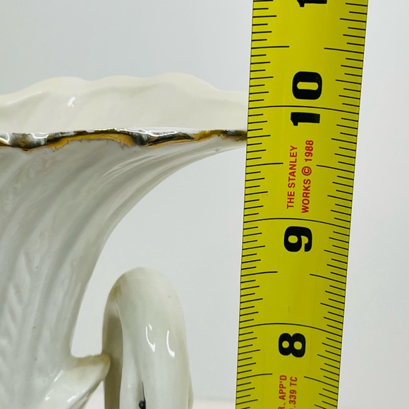 Vintage Ceramic Swan Vase About 9.75” White With Gold Accents - Picture 10 of 10